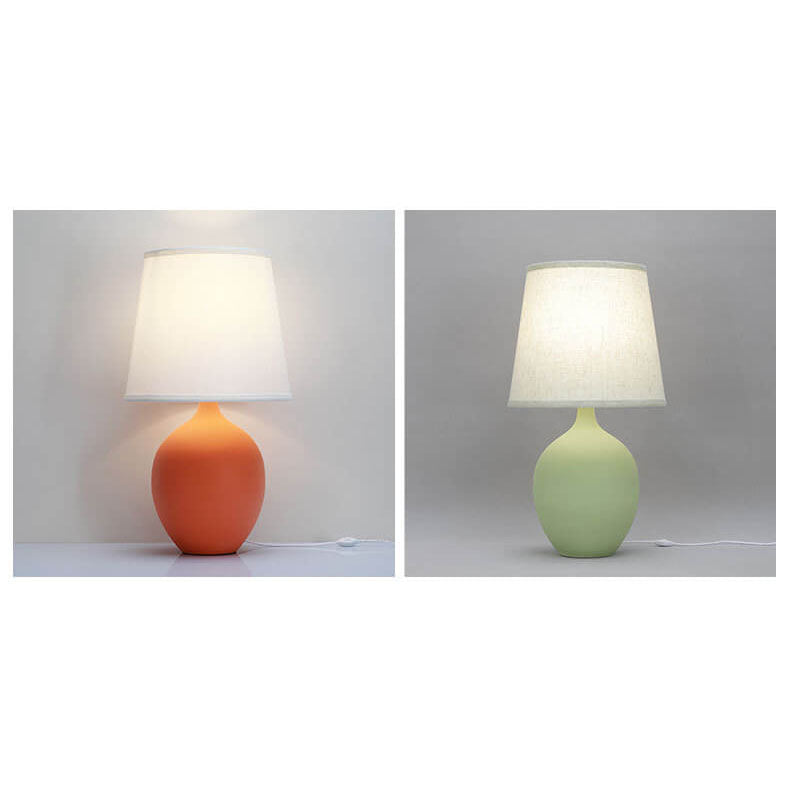 Nordic Fabric Shade Color Ceramic Base 1-Light Table Lamp