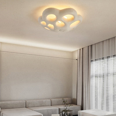 Contemporary Creative Round Hollow Petal Shade 3-Light Flush Mount Ceiling Light For Bedroom