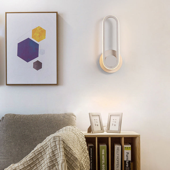 Zeitgenössische Einfachheit Eisen Oval Ring Drehbare LED Wand Leuchte Lampe Für Schlafzimmer 