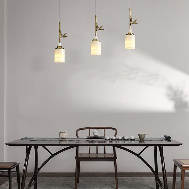 Modern Luxury Marble Column Brass 1-Light Pendant Light