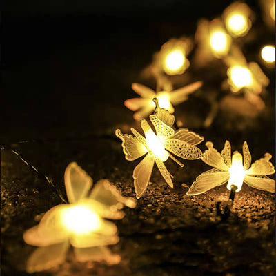 Moderne kreative Schmetterlings-Patio-Garten-Solar-LED-Schnur-Lichter im Freien 