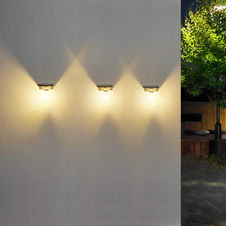 Modern Minimalist Solar Outdoor Human Sensor Super Bright Tungsten Bulb LED Waterproof Patio Wall Sconce Lamp
