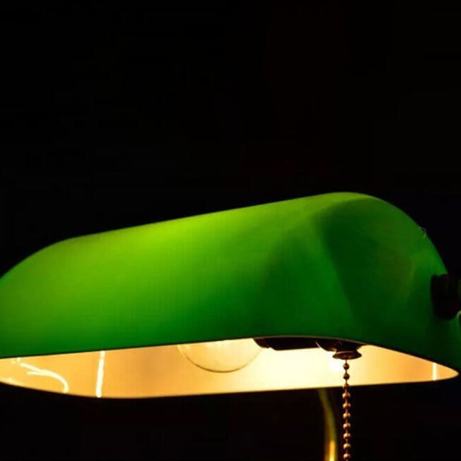 Lámpara de mesa de 1 luz con protección ocular de vidrio metálico retro moderno 