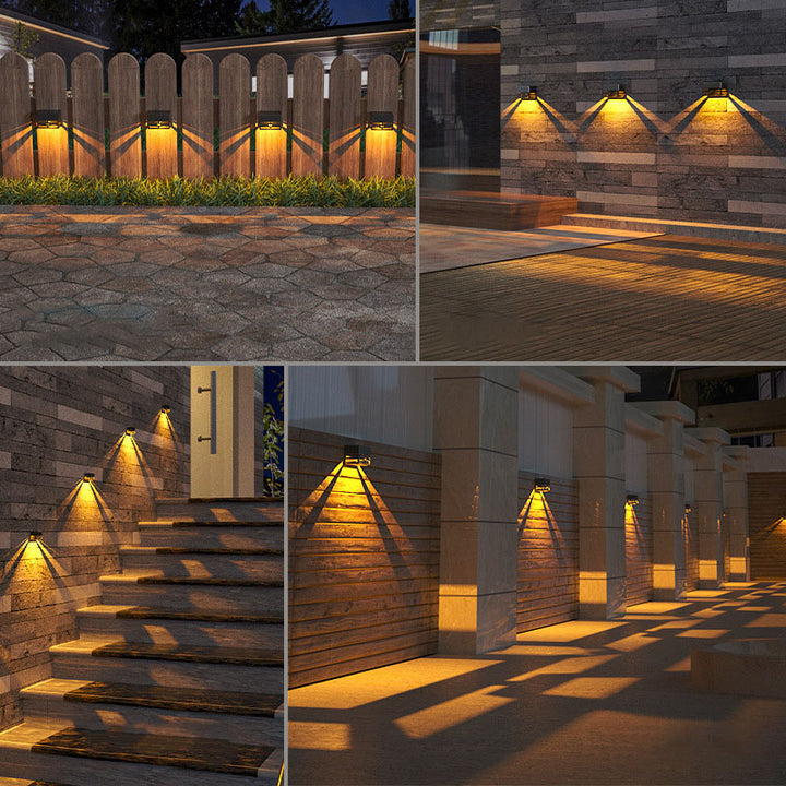 Moderne minimalistische quadratische Solar-LED-Zaun-Wandleuchte aus ABS im Skelett-Design für den Außenbereich 