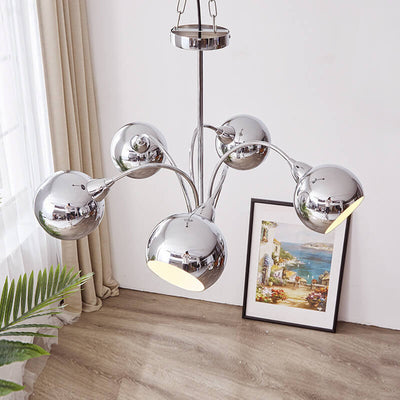 Nordic Vintage Space Plated Silver Round 3/5 Light Chandelier
