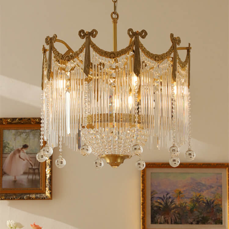 French Luxury Crystal Tassel Bead Design  6/7/9 Light Chandelier