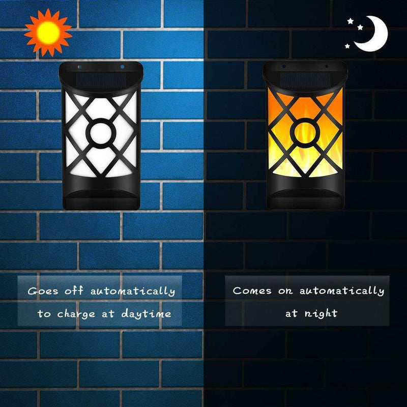 Solar Flame Half Column LED Outdoor Sensor Wall Sconce Lamp