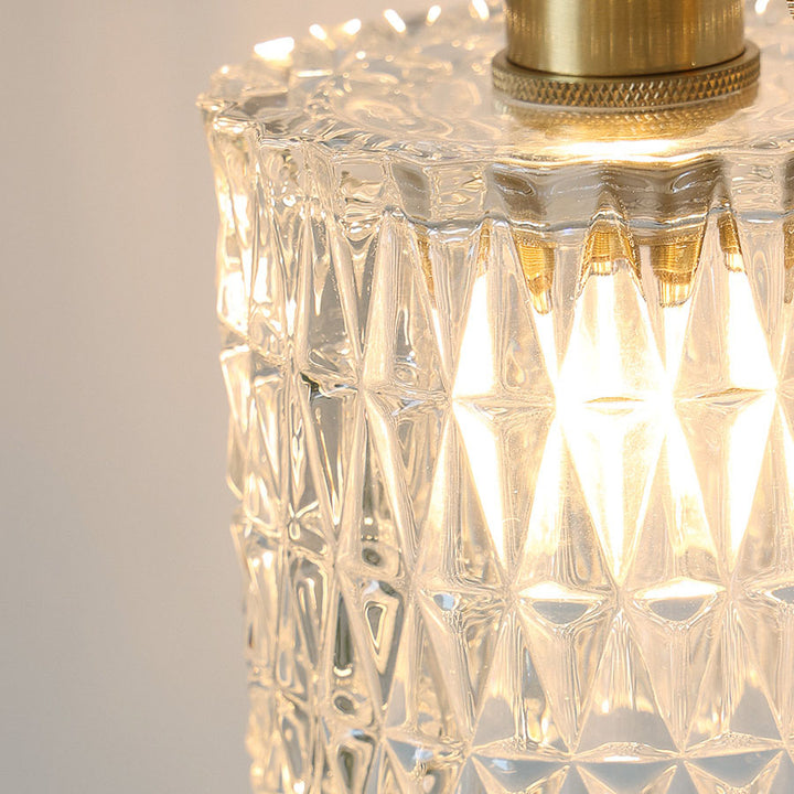 Traditional Vintage Glass Iron Copper Cylinder Round 1-Light Wall Sconce Lamp for Living Room
