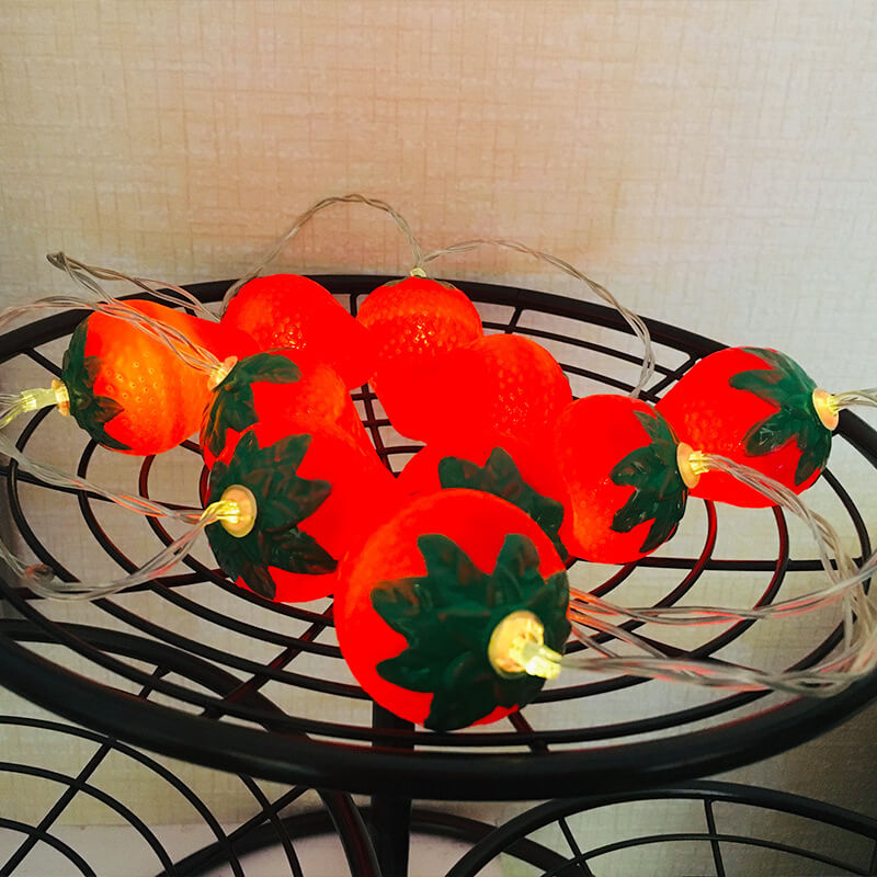 Guirlandes lumineuses LED à piles décoratives en forme de fraises 