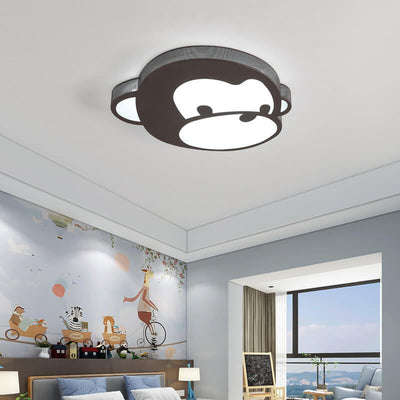 Childlike Cartoon Monkey Design LED Flush Mount Light