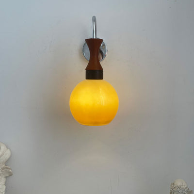 European Vintage Round Head Iron Glass 1-Light Wall Sconce Lamp
