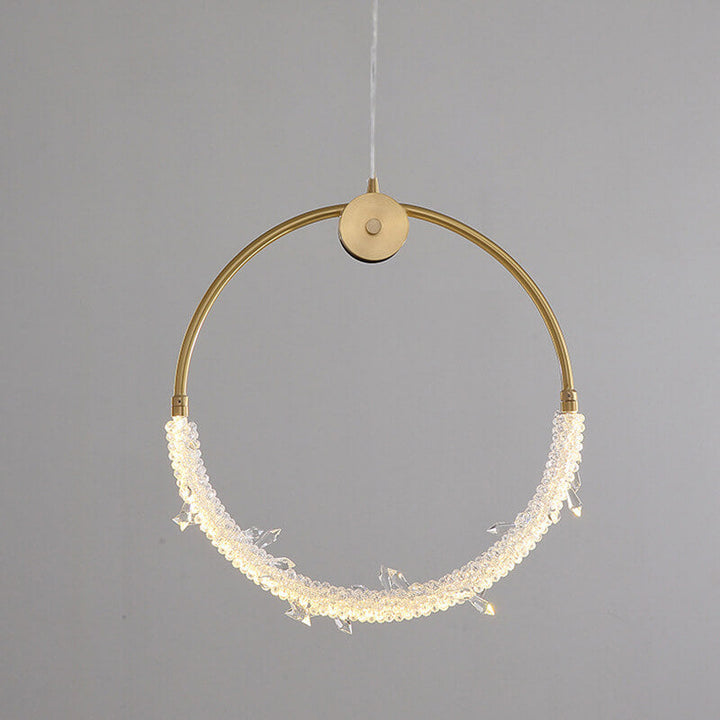 Nordic Luxury Circle Messing Eis Kristall LED Pendelleuchte 