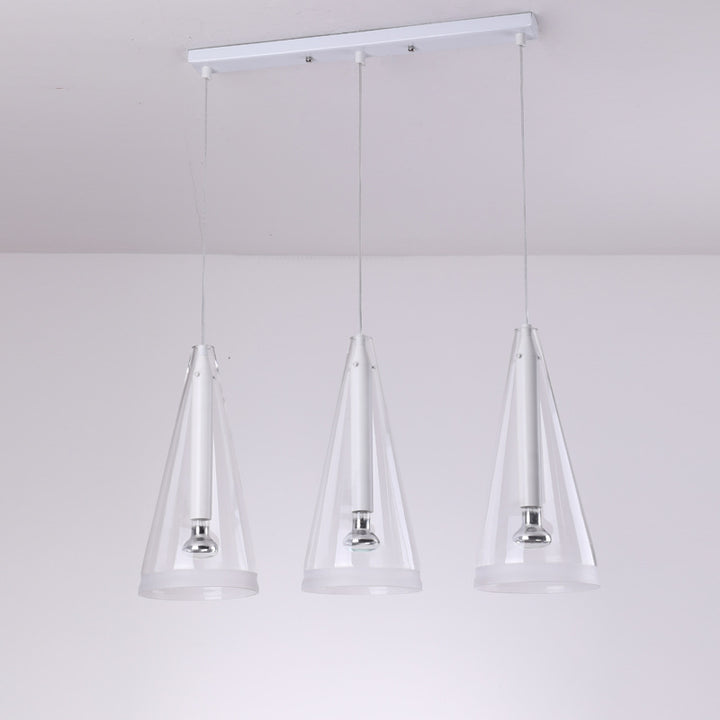 Moderno Minimalista Puro Blanco Claro Cono de Vidrio 1/3-Luz Isla Lámpara de Araña 