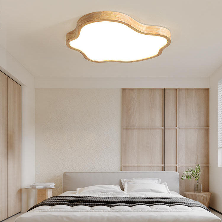 Japanese Minimalist Log Clouds Acrylic LED Flush Mount Ceiling Light