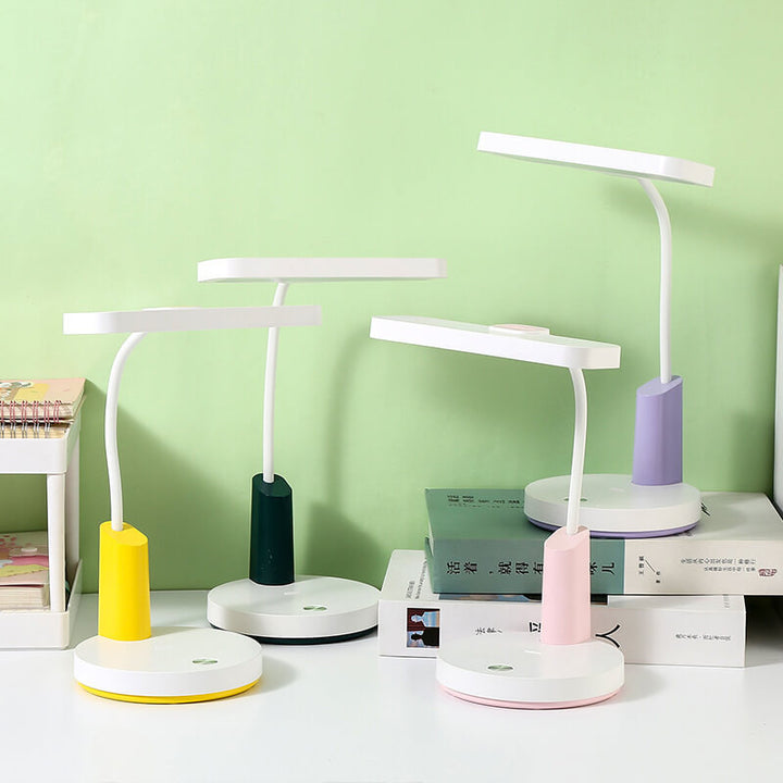 Modern Minimalist Plastic Long Shade Round Base Touch Charging LED Desk Lamp for Bedroom