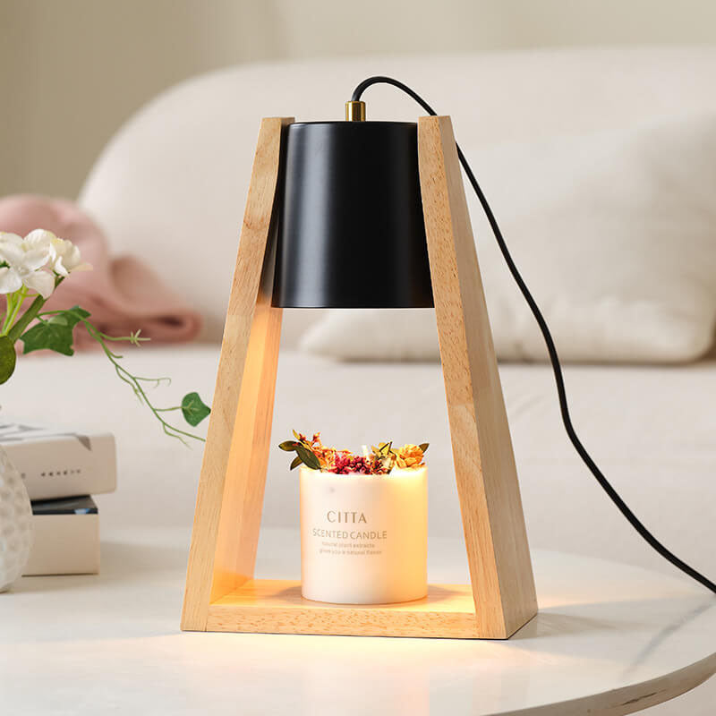 Lámpara de Mesa de Cera Derretida de 1 Luz de Tronco de Hierro de Cono Simple Japonés 