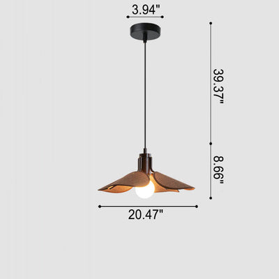 Japanese Solid Wood Fabric Leaf 1-Light Pendant Light