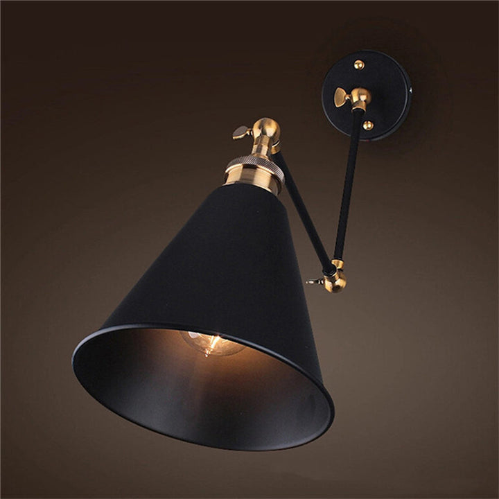 Lampe murale à une lumière rétractable en fer forgé industriel rétro 