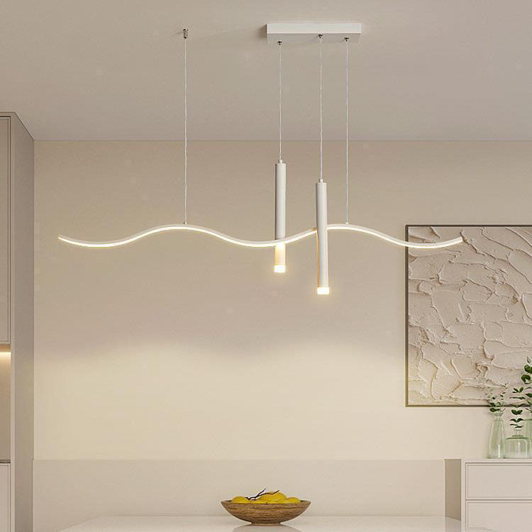 Moderne minimalistische geometrische Aluminium gewellte Linie LED Insel Licht Scheinwerfer Kronleuchter für Wohnzimmer 
