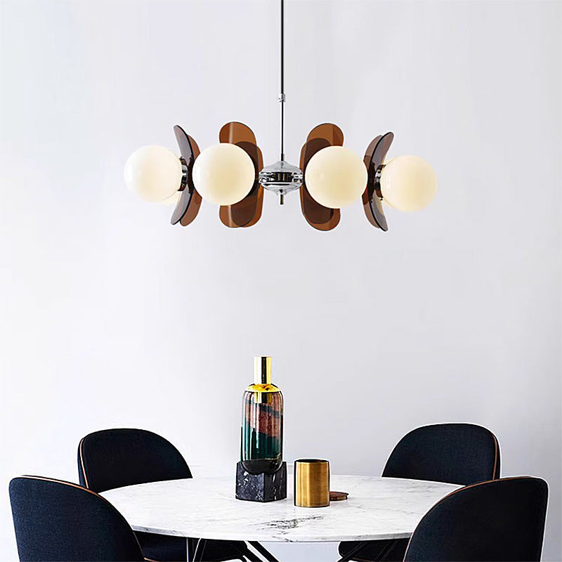 Moderner Mid-Century Acryl Magic Bean Glasschirm 3/5/6/8-Licht Kronleuchter für Wohnzimmer