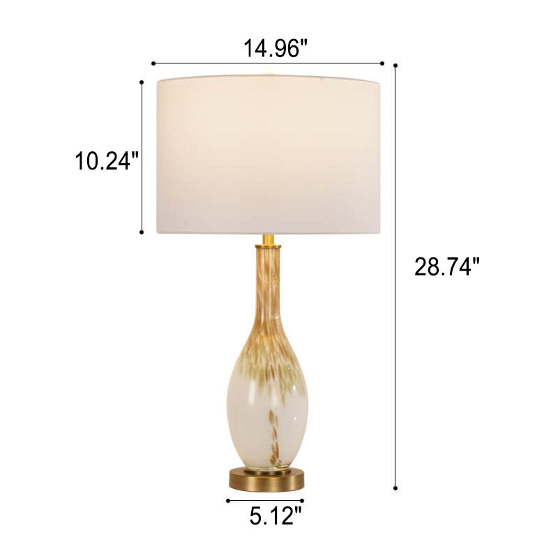 Lámpara de mesa de 1 luz de tela de vidrio esmaltado dorado fluido de lujo moderno 