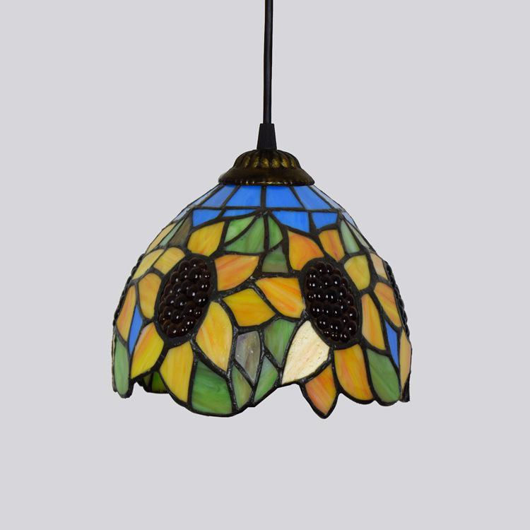 Creative Retro Tiffany 1-Light Sun Flower Pendant Light