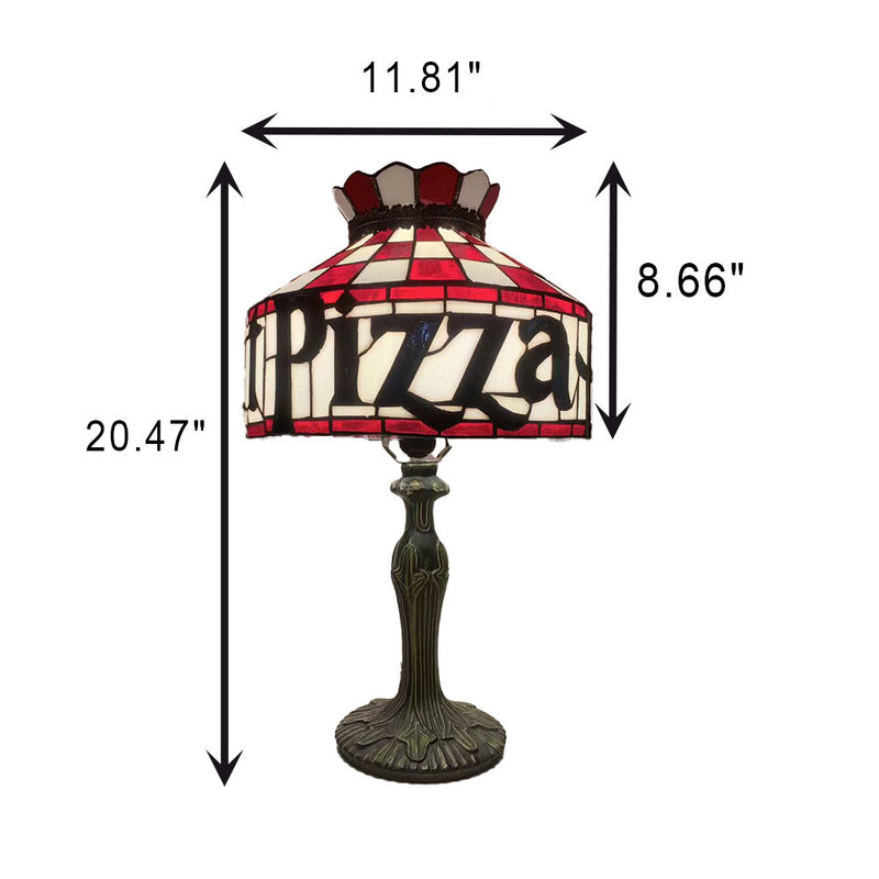 Tiffany Pizza Stained Glass Cone 1-Light Table Lamp