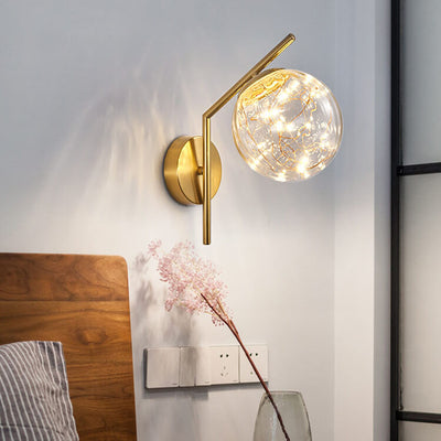Applique murale LED créative européenne avec boule de verre pleine étoile 