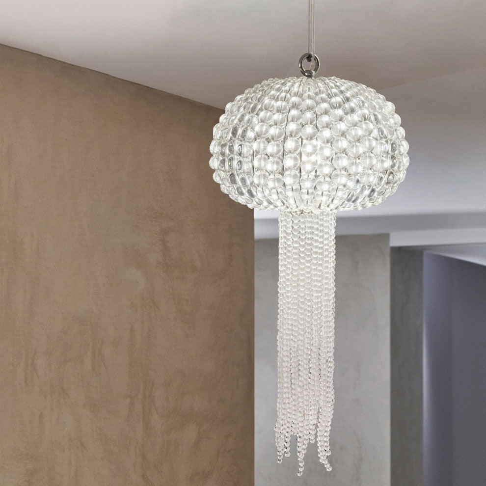 Modern Luxury Round Glass Jellyfish Shape 1-Light Pendant Light For Living Room