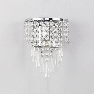 Nordic Luxury Chrome Crystal Curtain Design 1-Light Wall Sconce Lamp