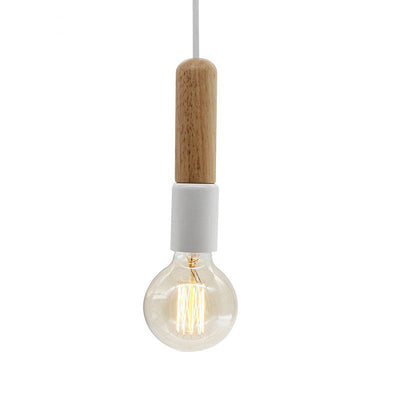 Nordic Minimalist Solid Wood Cylinder Top 1-Light Pendant Light