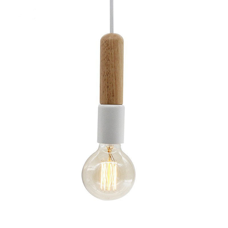 Nordic Minimalist Solid Wood Cylinder Top 1-Light Pendant Light