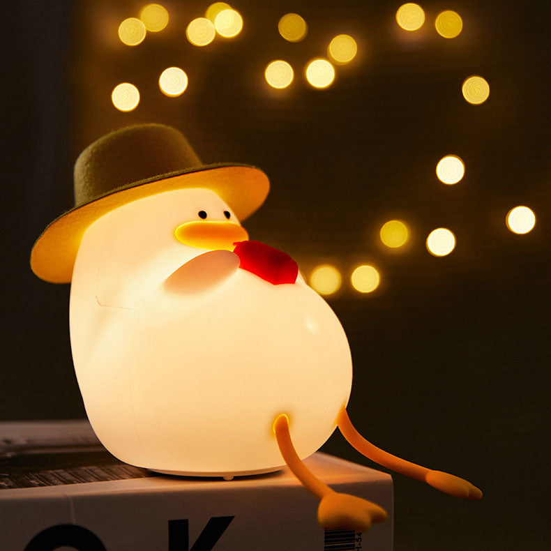 Lampe de table LED Creative Cartoon Silicone Canard Pat Veilleuse 