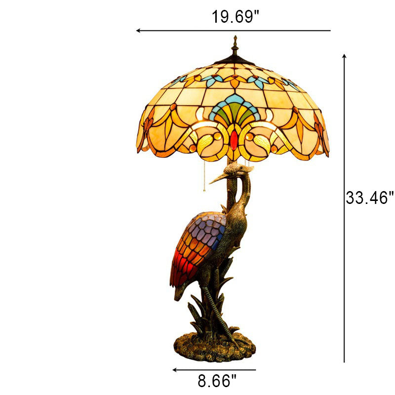 Lampe de table Tiffany en verre teinté à 3 lumières, luxe léger rétro européen, grue féminine 