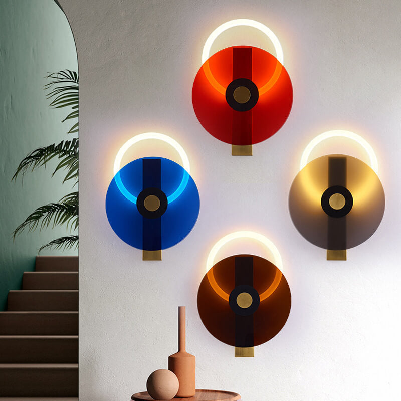 مصباح حائط LED دائري أكريليك مضيء وملون حديث 