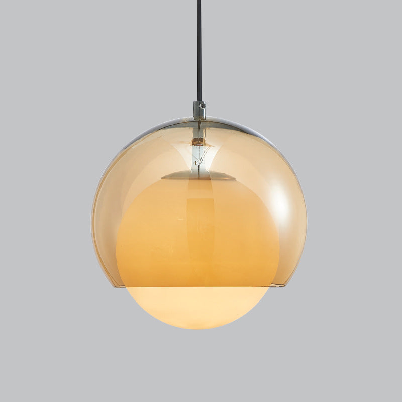 Vintage Milk Yellow Glass Round Globe 1-Light Pendant Light