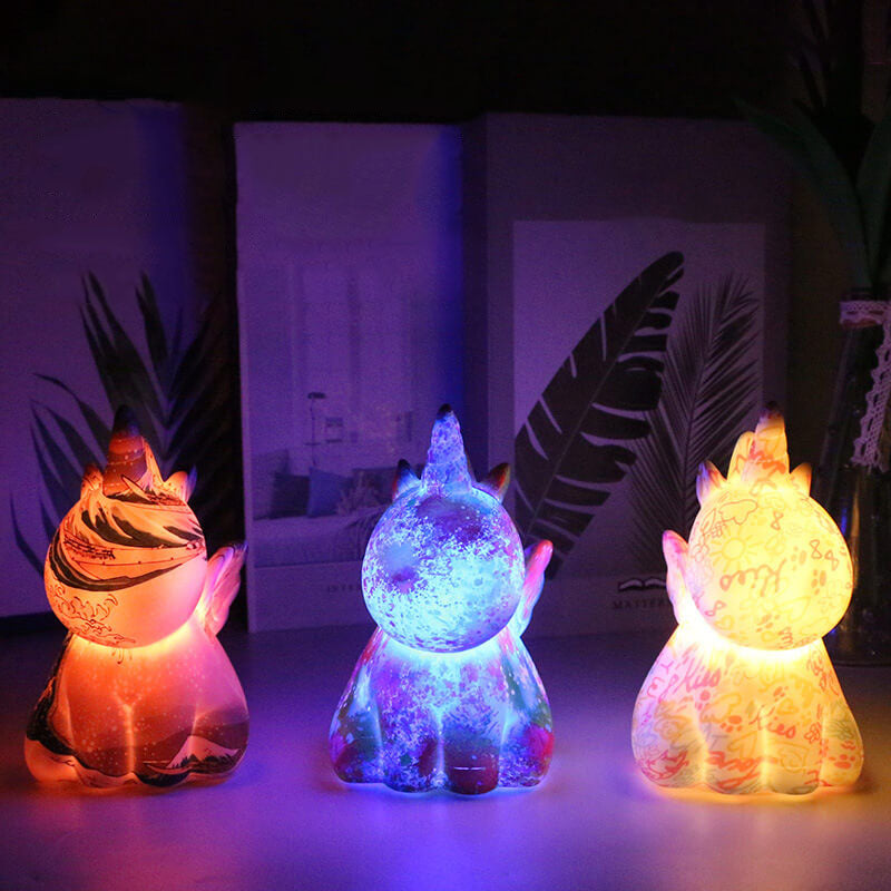 Creative Unicorn Painted 3D Printed LED Night Light Table Lamp