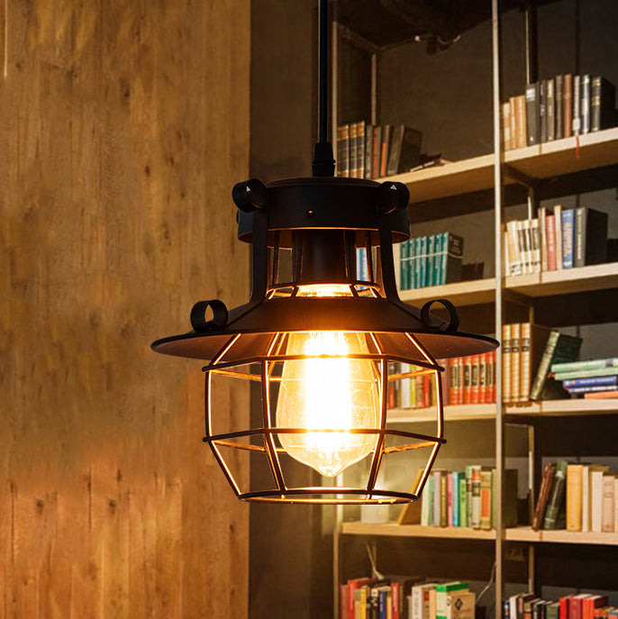 Traditionelle sechseckige 1-flammige Pendelleuchte aus Eisen im Vintage-Stil für das Wohnzimmer 