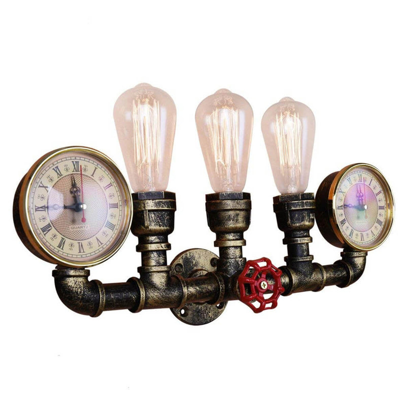 Industrial Vintage Iron Plumbing Modeling 3-Light Wall Sconce Lamp