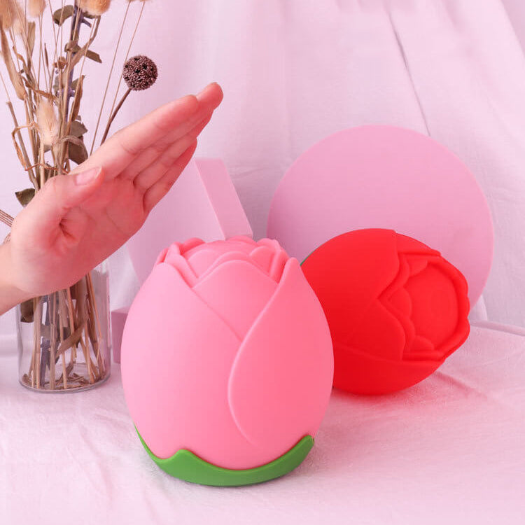 Luz de noche LED de mesa con lámpara de ambiente USB de silicona creativa en forma de rosa 