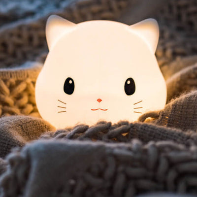 Lampe de Table LED avec Minuterie USB Pat en Silicone Chat Créatif et Mignon 