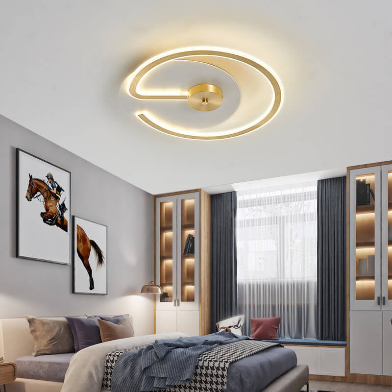 Modern Brass Acrylic Circle LED Flush Mount Ceiling Light