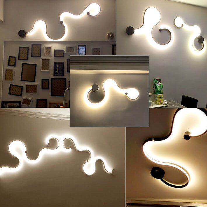 Moderne lange Aluminium-Schlangenform 1-Licht gebogene LED-Wandleuchte 