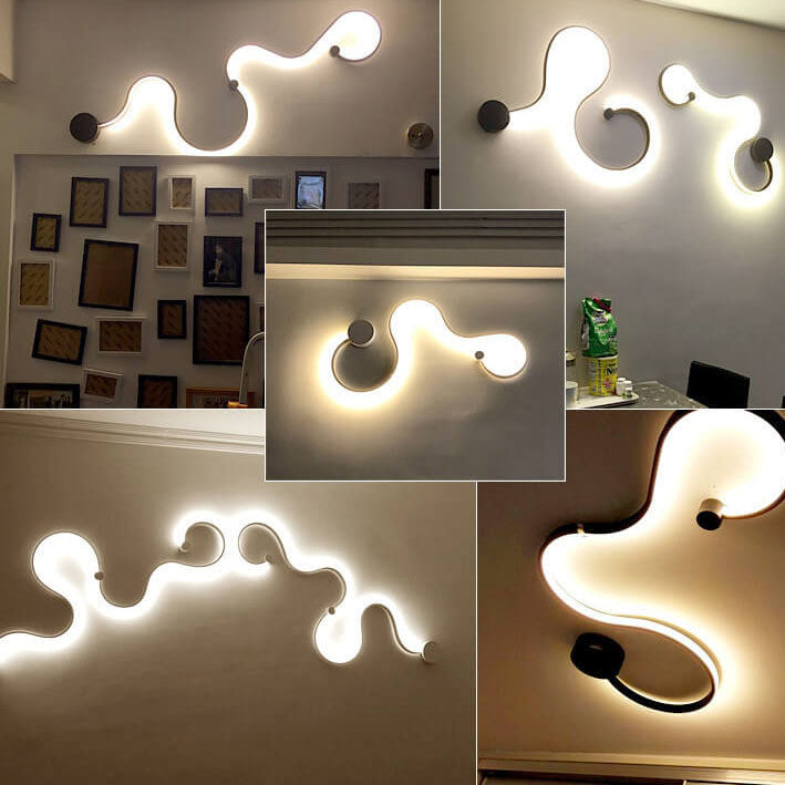 Modern Long Aluminum Snake Shaped 1-Light Curved LED Wall Sconce Lamp