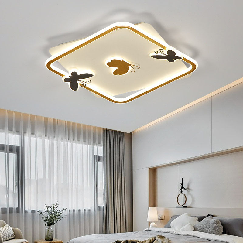 Modern Minimalist Round Square Iron Aluminum Acrylic LED Flush Mount Ceiling Light For Living Room