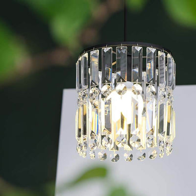 Nordic Light Luxury Crystal Cylinder Dome 1/2/3 Light Chandelier