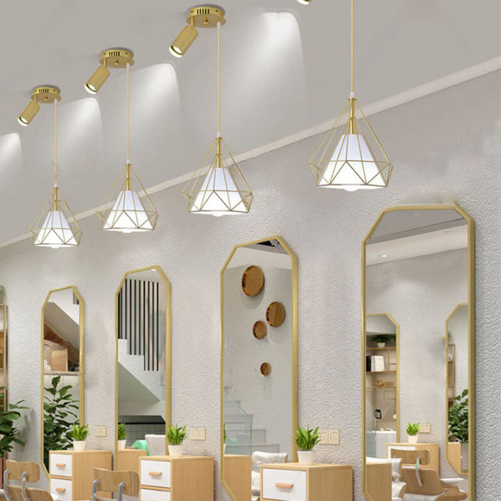 Lustre Moderne de Luxe en Fer et Diamant avec PVC et 1/3 Lumière pour Îlot 