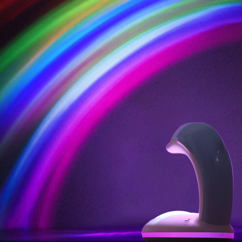 Kreative Delphin-Projektions-Regenbogen-LED-USB-Nachtlicht-Tischlampe 