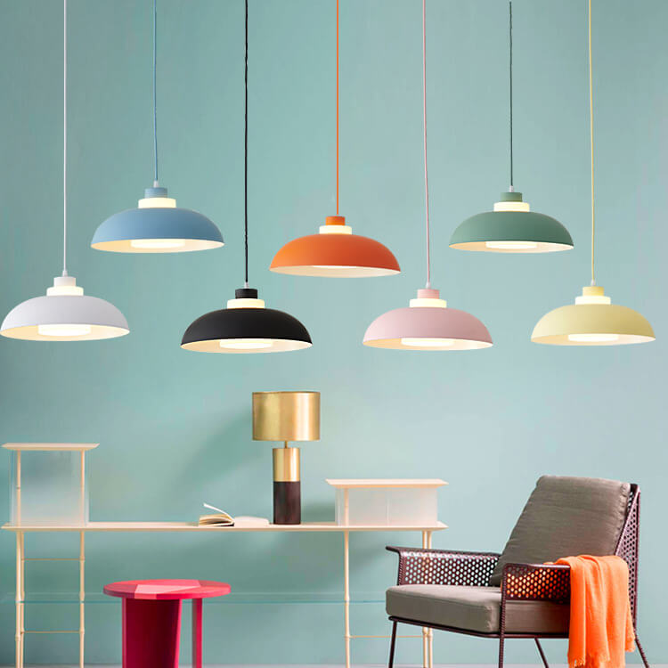 Modern Solid Color Macaron Acrylic Aluminum 1-Light Pendant Light