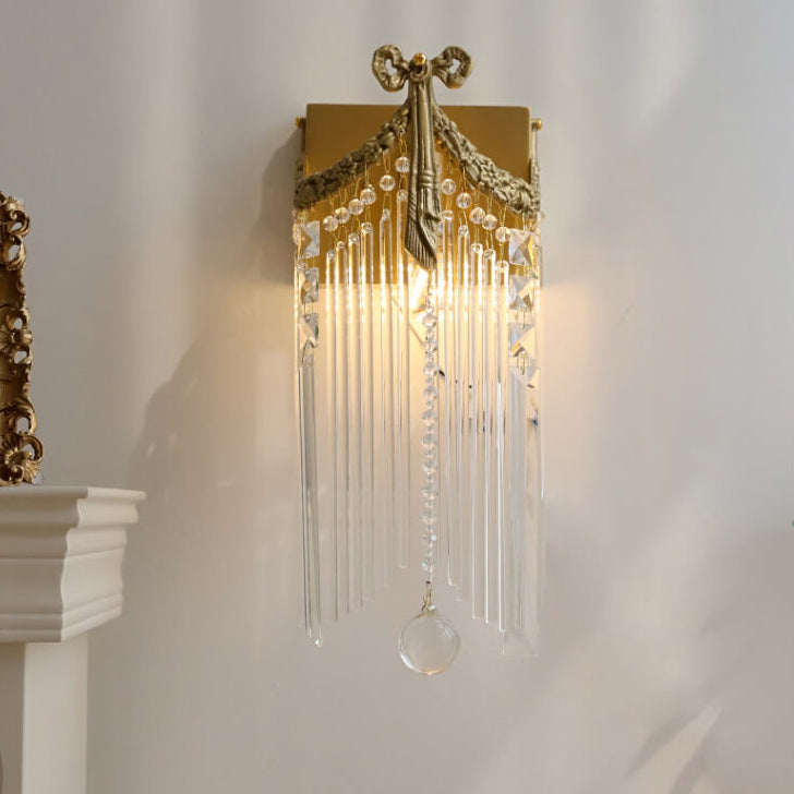 Französische Moderne Luxus Bogen Messing Kristall 1-Licht Wandleuchte 